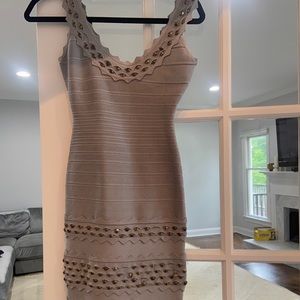 Herve Leger Bodycon Chevron Studded Dress